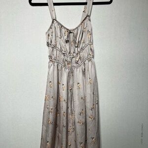Silvery Lavender Floral Midi Dress